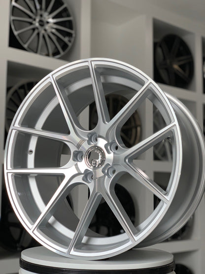 Aodhan AFF3 Gloss Silver Machined Face - 20x9 +32 / 20x10.5 +45 5x114.3 (Staggered Set of 4)