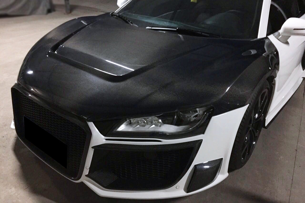 2006-2015 Audi R8 Coupe & Spyder P Style Carbon Fiber Hood - Carbonado