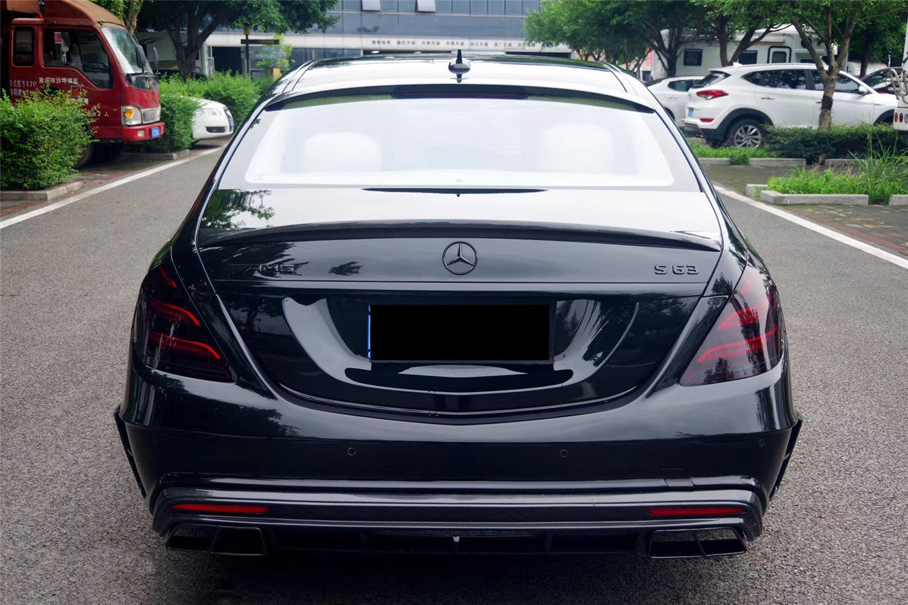 2017-2020 Mercedes Benz S63 W222 Sedan MSY Style Rear Bumper with Exhaust Tips - Carbonado