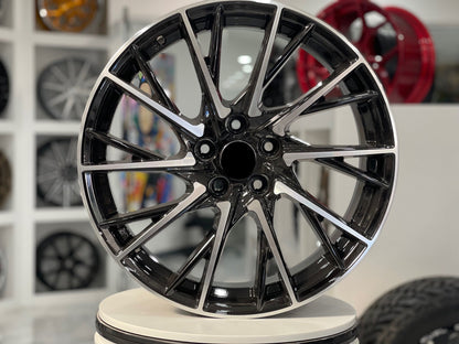 E205 Black Machined Face 19x7.5 ET35 5.100 - Square Set (4 Wheels)