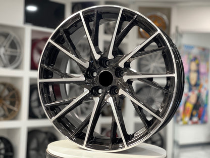 E205 Black Machined Face 19x7.5 ET35 5.100 - Square Set (4 Wheels)