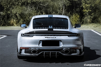 2019-2023 Porsche 911 992 Carrera/Targa Sport Design Bumper WP Style Dry Carbon Fiber Rear Lip - Carbonado Aero
