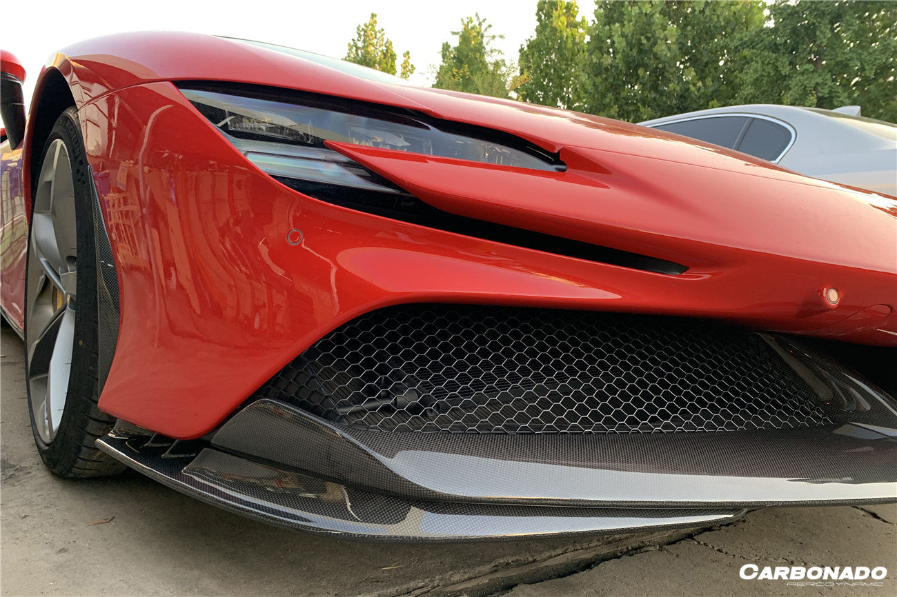 2020-UP Ferrari SF90 Stradale OE Style Autoclave Carbon Fiber Front Lip - Carbonado