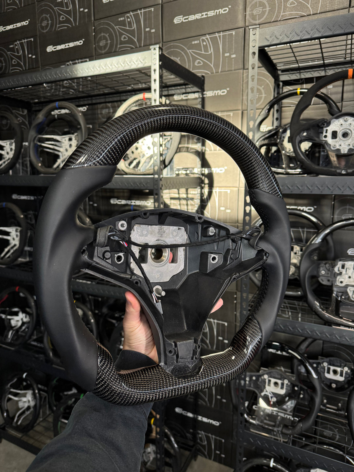 Carismo Steering Wheel For Tesla Model S (Pre-2021) - Sport (Heated) - Gloss Carbon - Smooth Leather