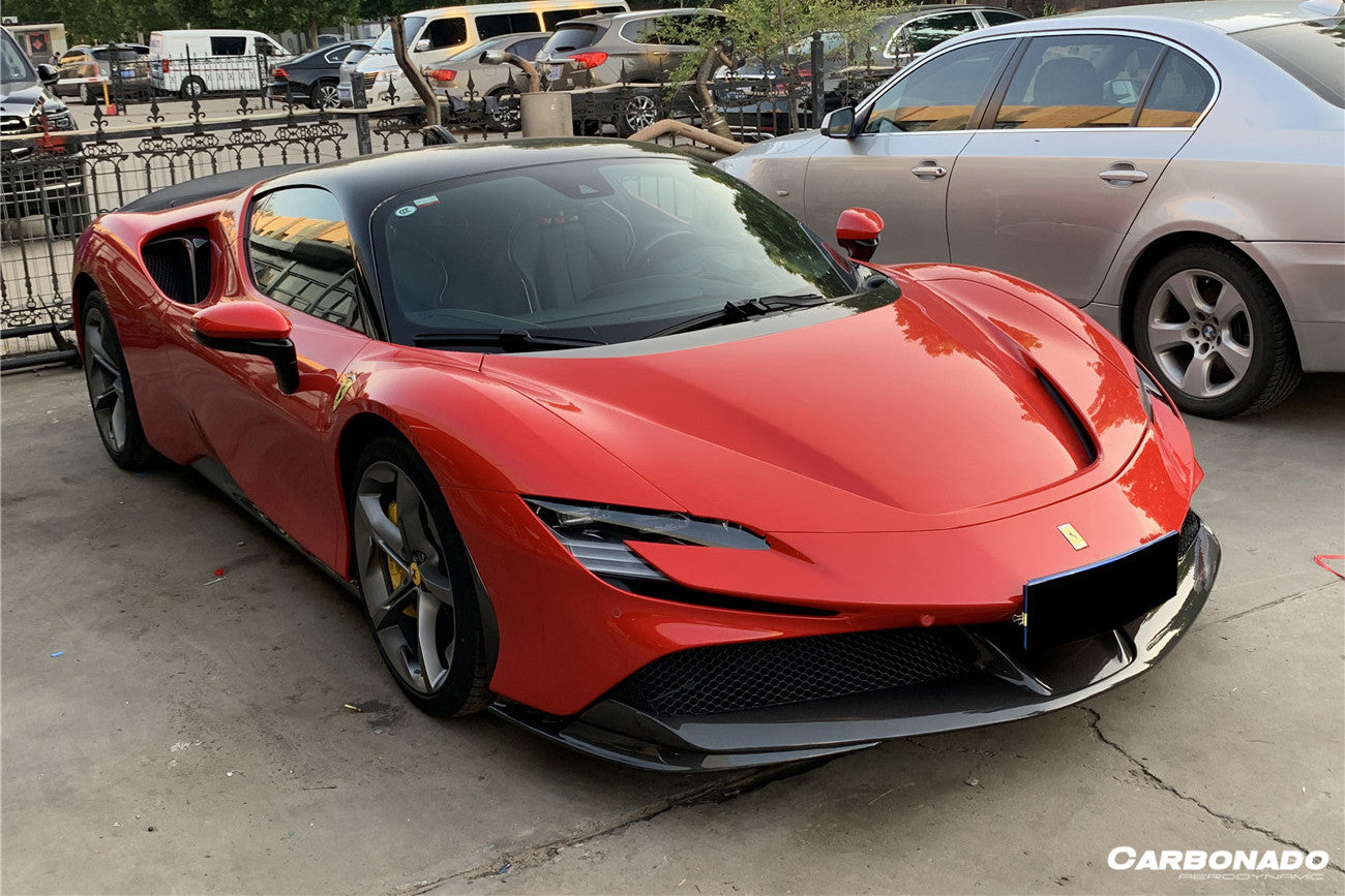 2020-UP Ferrari SF90 Stradale OE Style Autoclave Carbon Fiber Qaurter Panel Side Scoops - Carbonado