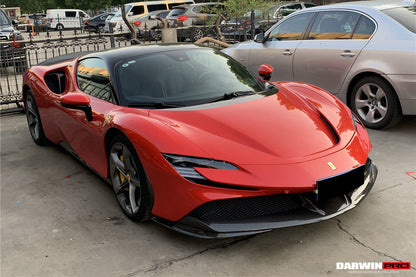 2020-UP Ferrari SF90 Stradale OE Style Autoclave Carbon Fiber Front Bumper Side Splitter - Carbonado