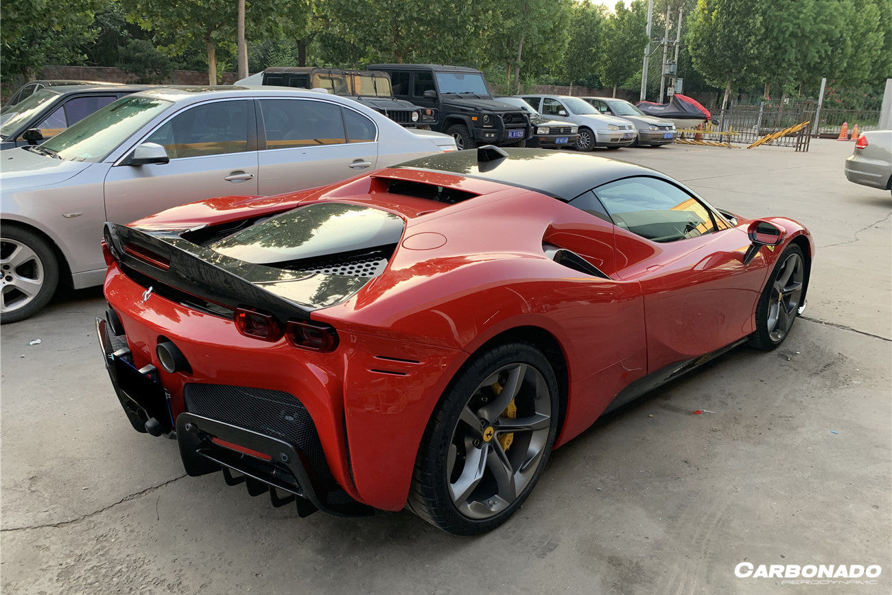 2020-UP Ferrari SSF90 Stradale OE Style Autoclave Carbon Fiber Rear Diffuser - Carbonado