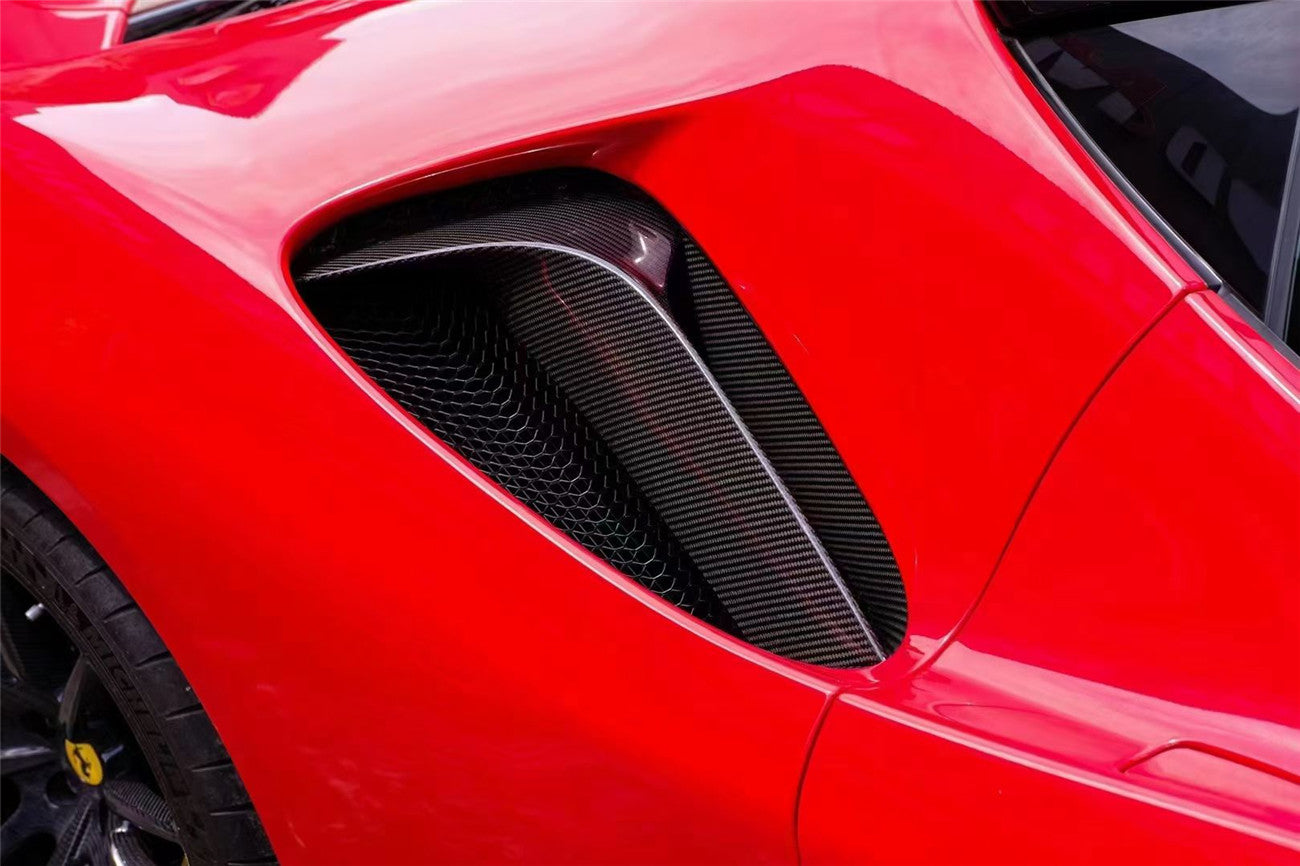 2020-UP Ferrari SF90 Stradale OE Style Autoclave Carbon Fiber Qaurter Panel Side Scoops - Carbonado