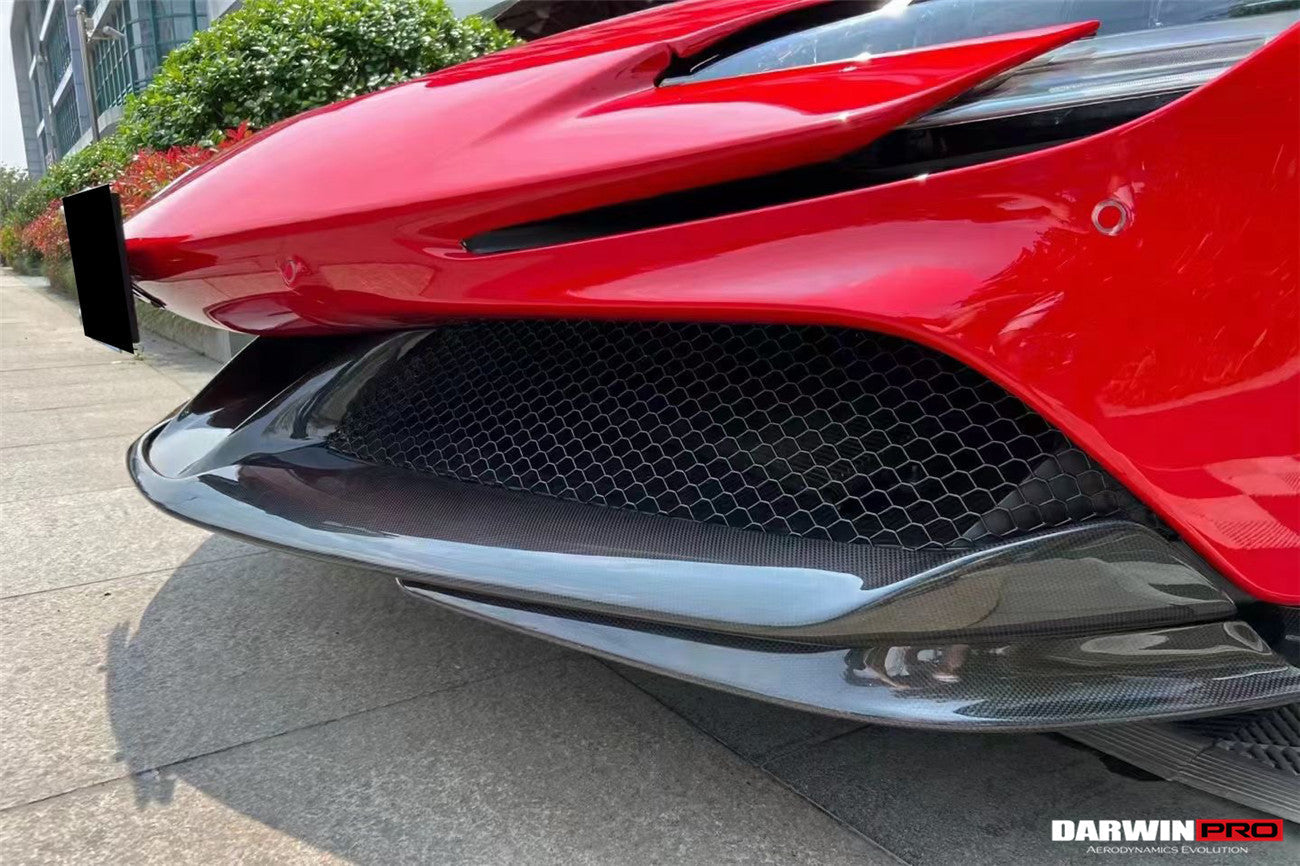 2020-UP Ferrari SF90 Stradale OE Style Autoclave Carbon Fiber Front Bumper Side Splitter - Carbonado