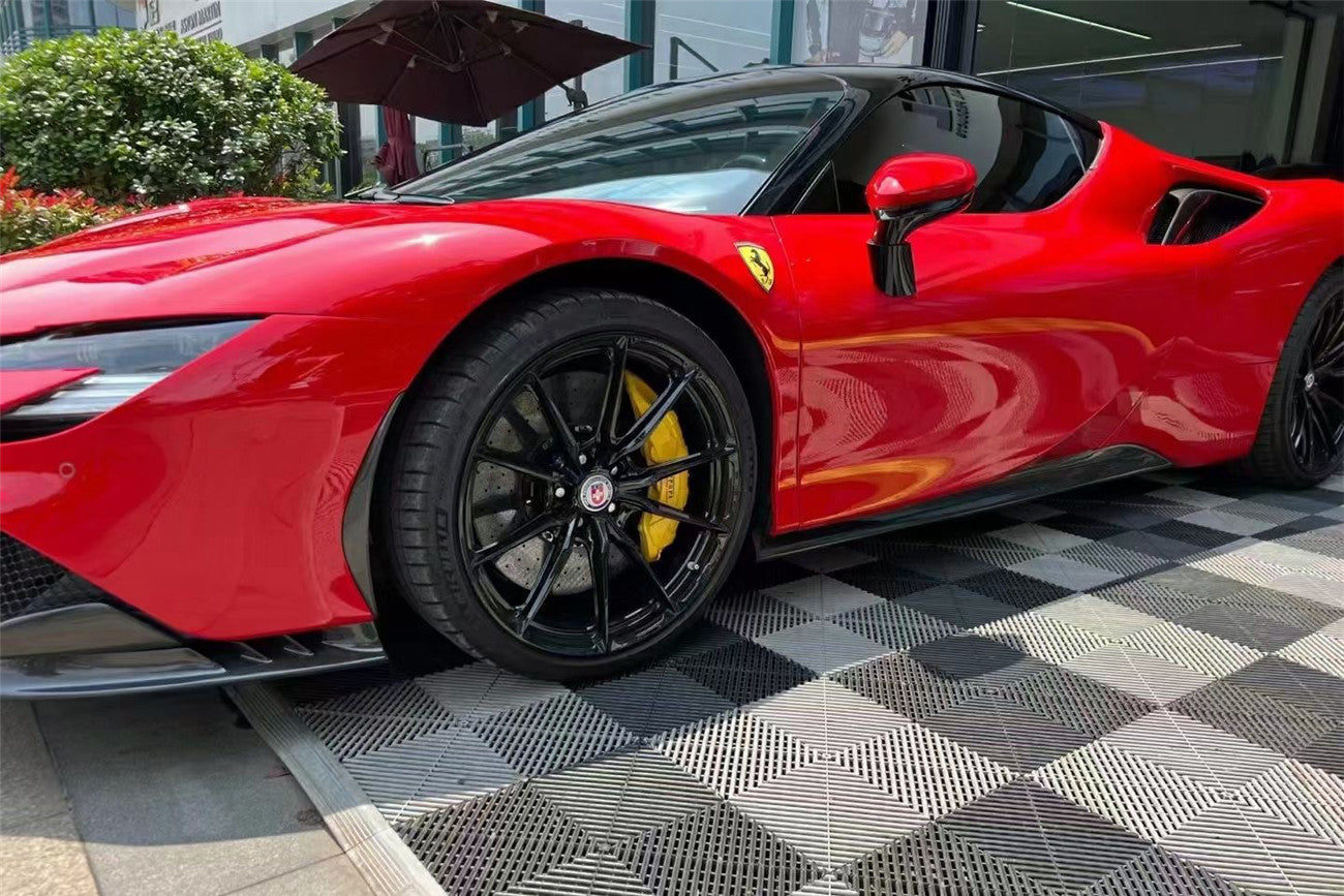 2020-UP Ferrari SF90 Stradale OE Style Autoclave Carbon Fiber Side Skirts - Carbonado