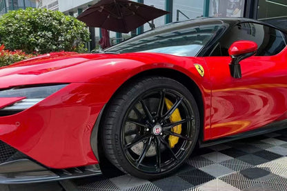 2020-UP Ferrari SF90 Stradale OE Style Autoclave Carbon Fiber Front Bumper Side Air Vents - Carbonado
