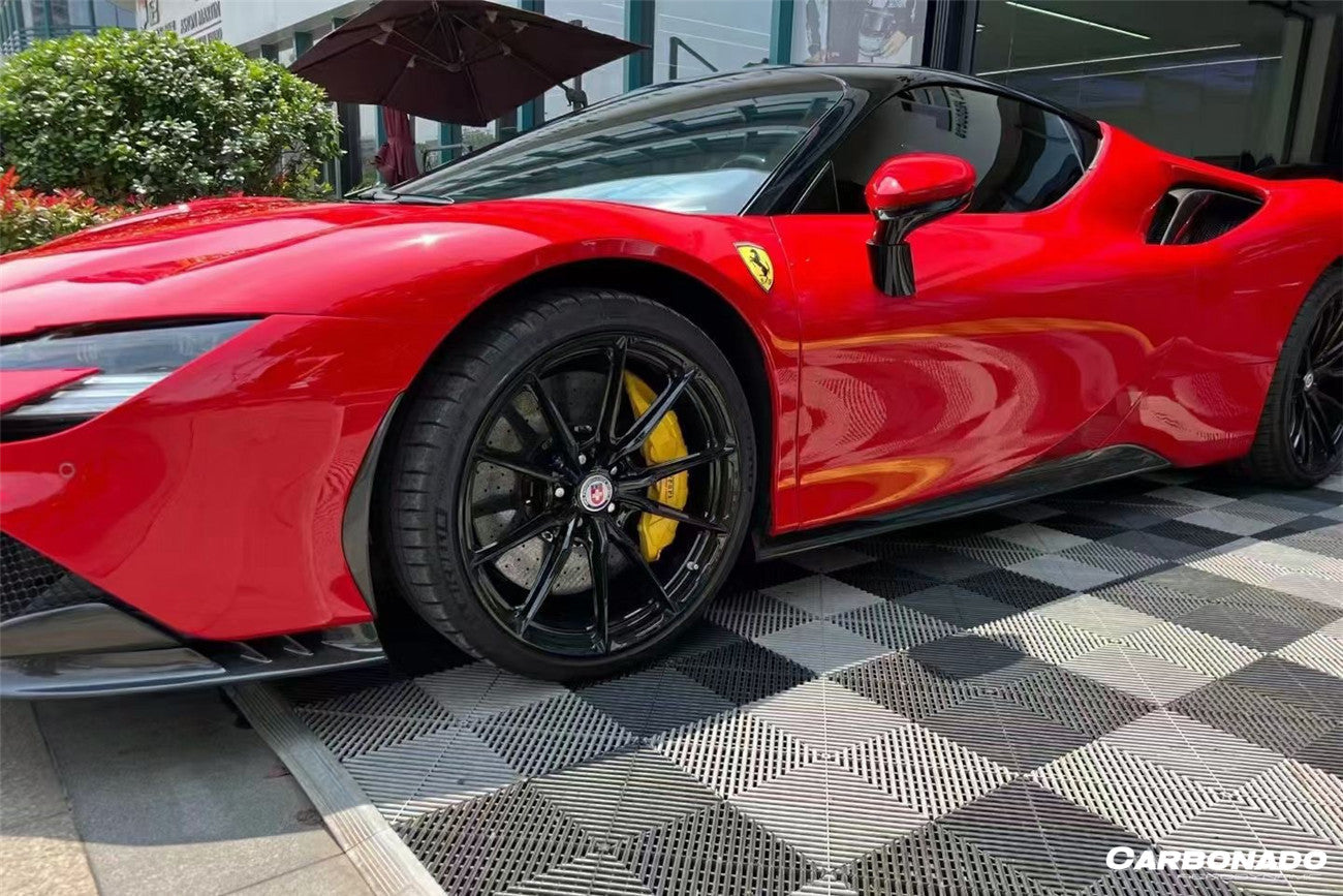 2020-UP Ferrari SF90 Stradale OE Style Autoclave Carbon Fiber Qaurter Panel Side Scoops - Carbonado