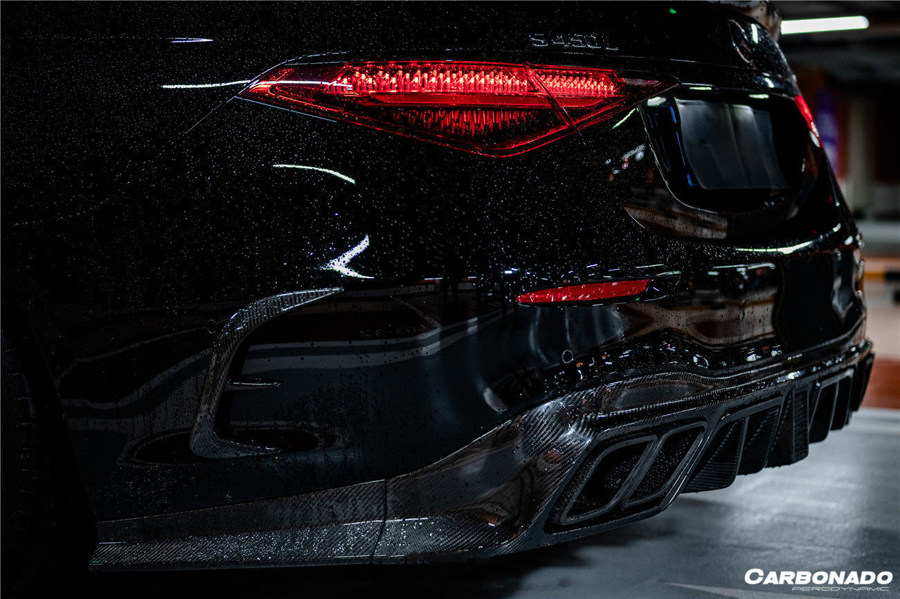 2021-UP Mercedes Benz S Class W223 4Matic Sedan MSY Style Rear Lip with LED Light And Exhaust tips - Carbonado