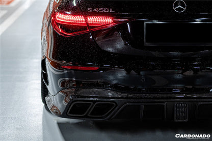 2021-UP Mercedes Benz S Class W223 4Matic Sedan MSY Style Rear Lip with LED Light And Exhaust tips - Carbonado
