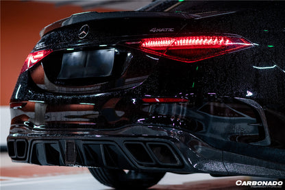 2021-UP Mercedes Benz S Class W223 4Matic Sedan MSY Style Rear Lip with LED Light And Exhaust tips - Carbonado