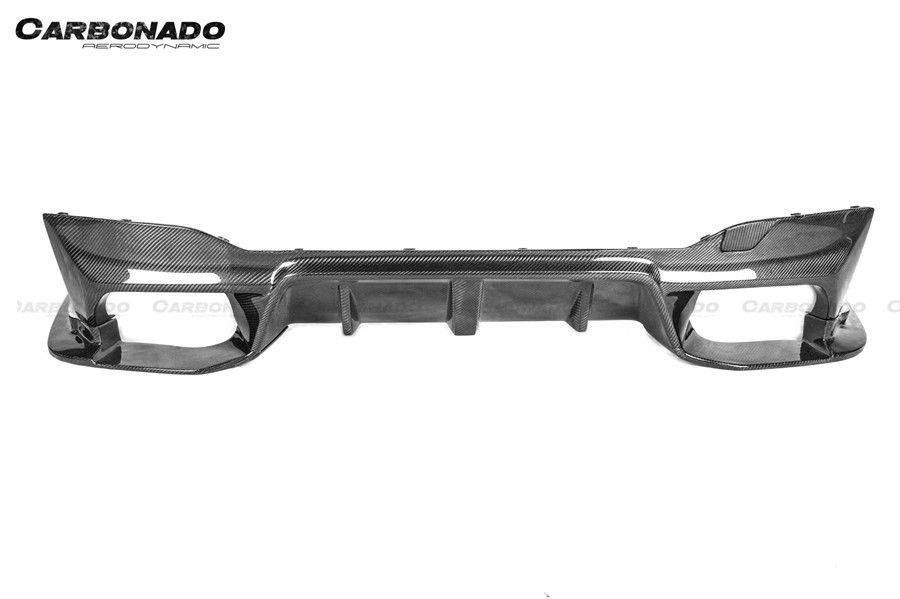 2018-2023 BMW F90 M5 D3 Style Carbon Fiber Rear Lip w/ Caps - Carbonado Aero