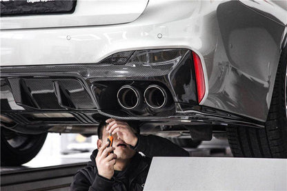 2018-2023 BMW F90 M5 D3 Style Carbon Fiber Rear Lip w/ Caps - Carbonado Aero