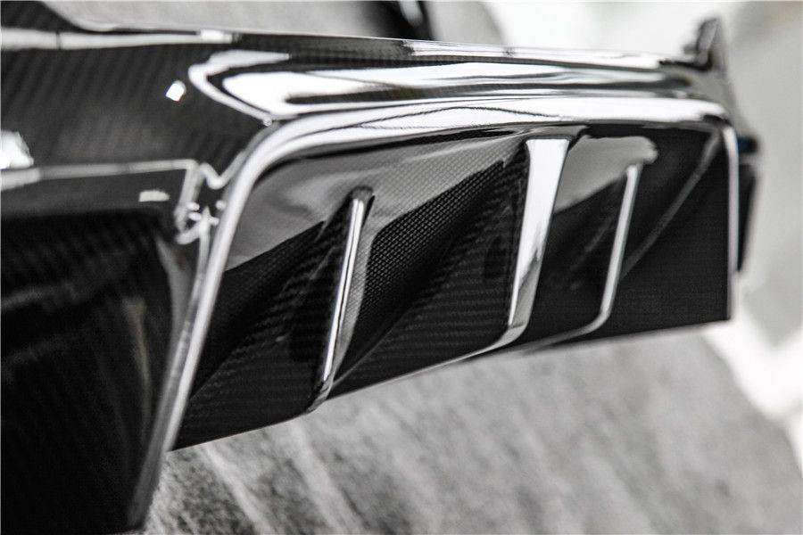 2018-2023 BMW F90 M5 D3 Style Carbon Fiber Rear Lip w/ Caps - Carbonado Aero