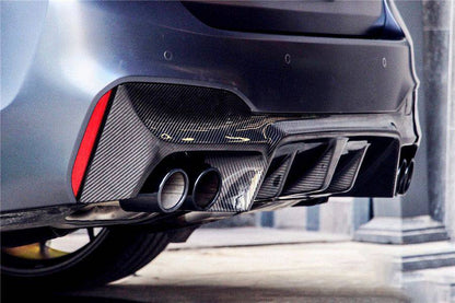 2018-2023 BMW F90 M5 D3 Style Carbon Fiber Rear Lip w/ Caps - Carbonado Aero