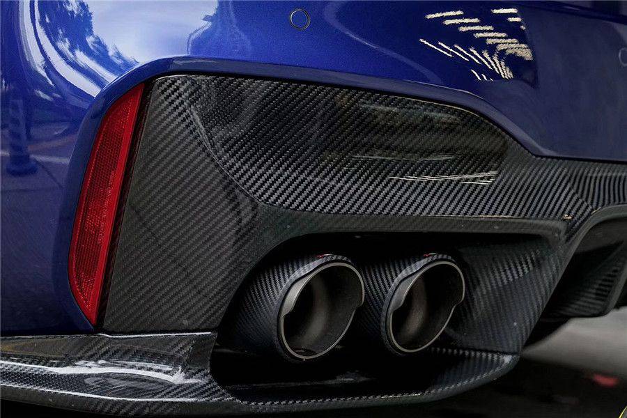 2018-2023 BMW F90 M5 D3 Style Carbon Fiber Rear Lip w/ Caps - Carbonado Aero