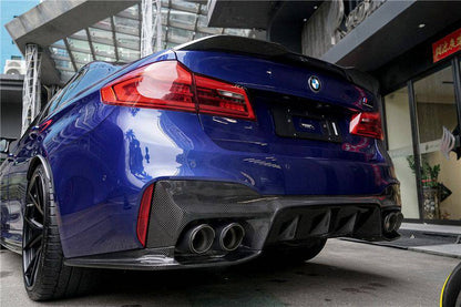 2018-2023 BMW F90 M5 D3 Style Carbon Fiber Rear Lip w/ Caps - Carbonado Aero
