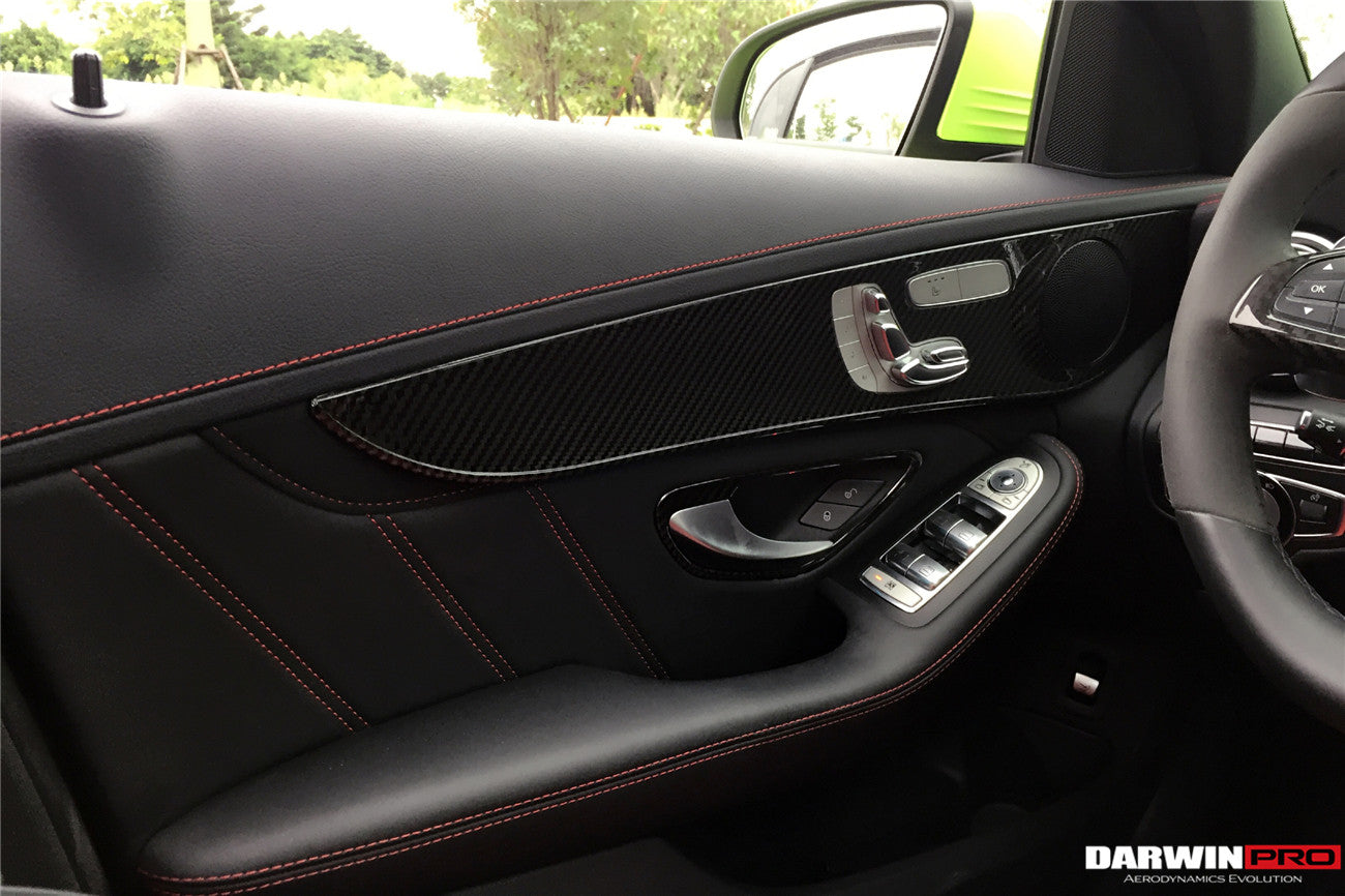 2015-2021 Mercedes Benz W205 C63/S AMG Sedan Carbon Fiber Interior Door Panel Trim Cover Strip - DarwinPRO Aerodynamics