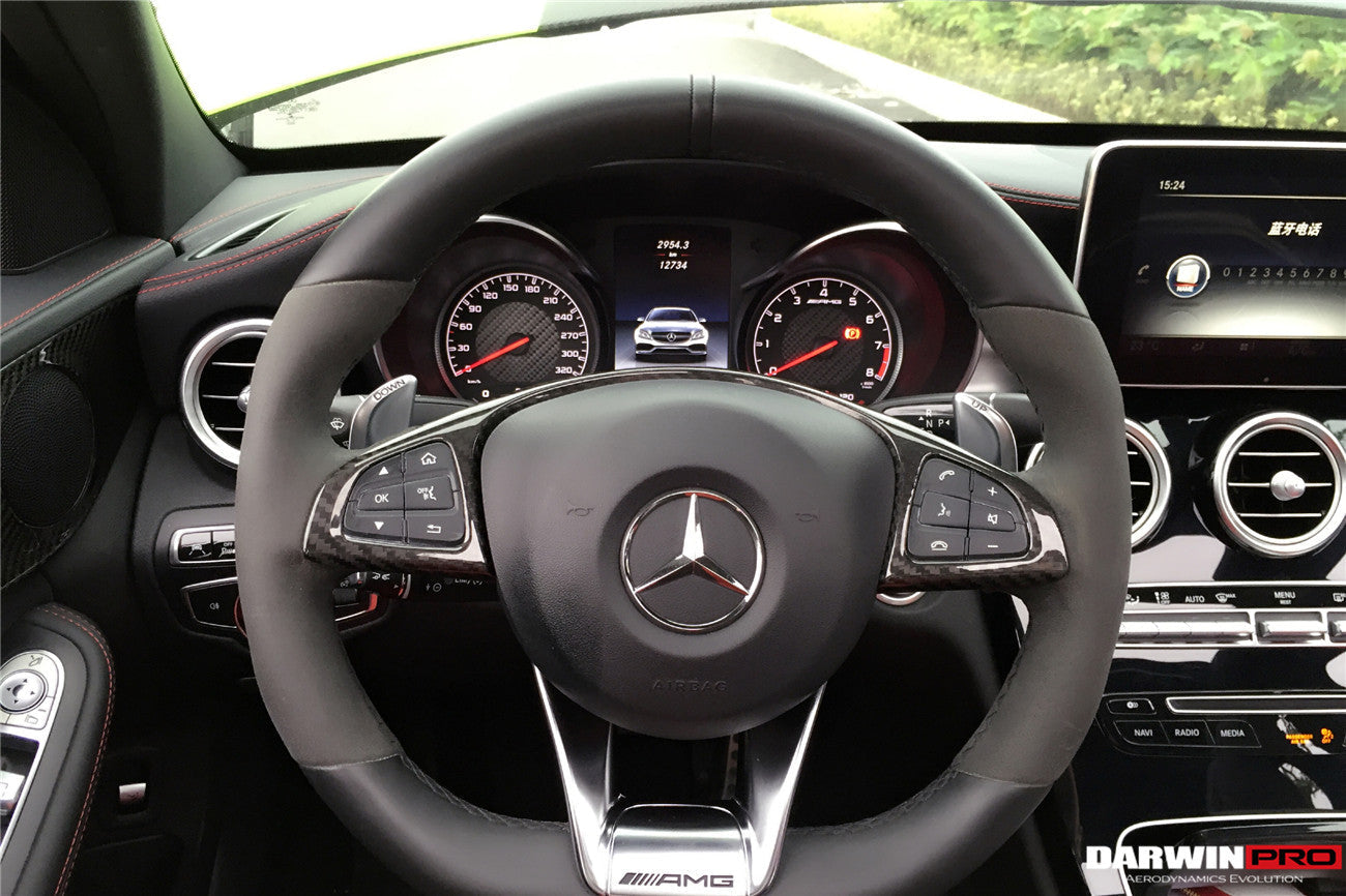 2015-2021 Mercedes Benz W205 C63 AMG Carbon Fiber Interior Steering wheel Trim - DarwinPRO Aerodynamics