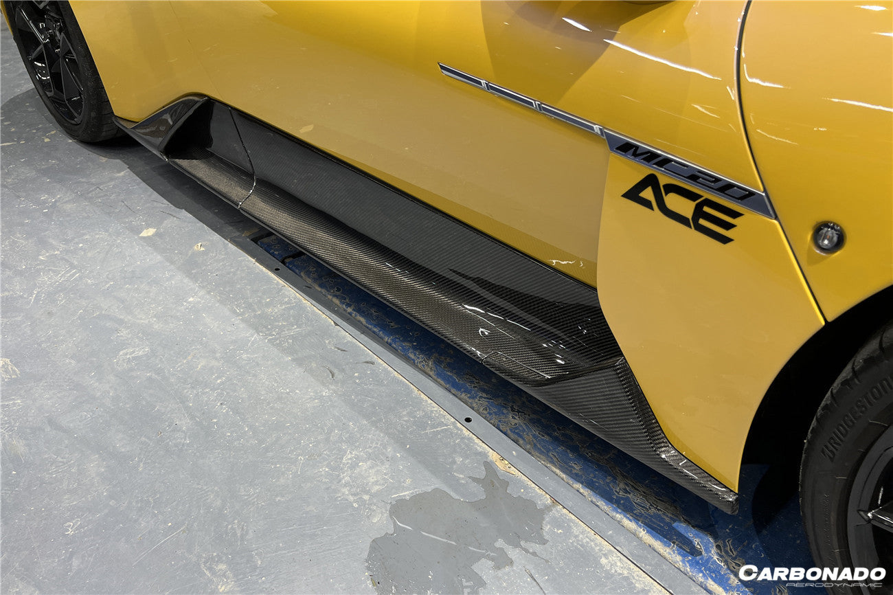 2020-UP Maserati MC20 OE Dry Carbon Fiber Side Skirts - Carbonado