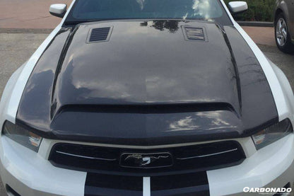 2005-2009 Ford Mustang GT & V6 Black Momba BC1 Style Hood - Carbonado