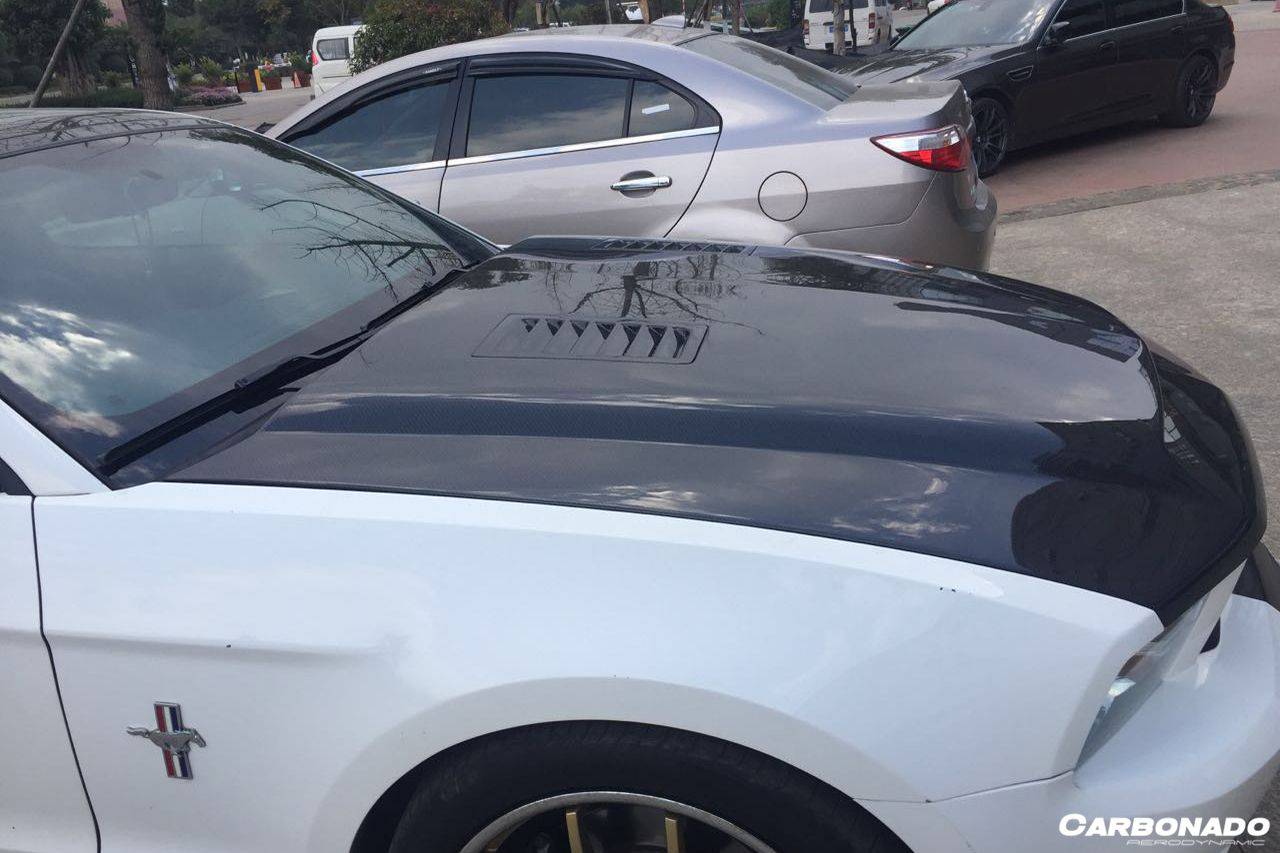 2005-2009 Ford Mustang GT & V6 Black Momba BC1 Style Hood - Carbonado