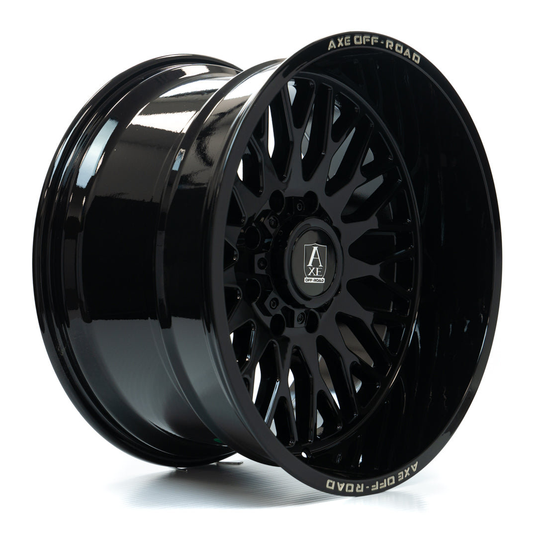 AXE WHEELS KRATOS GLOSS BLACK MILLED 22x12 ET-44 8x165 (Square Set of 4)