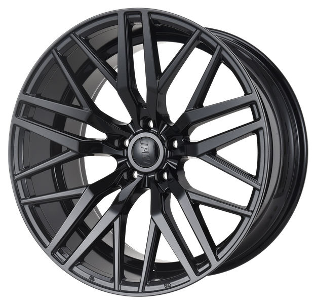E1508 Gloss Black 20x8.5 ET35 / 20x10 ET35 5x114.3 — Staggered Set of 4