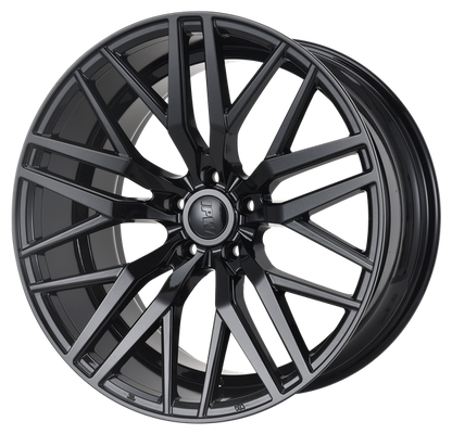 E1508 Gloss Black 20x8.5 ET35 / 20x10 ET35 5x114.3 — Staggered Set of 4