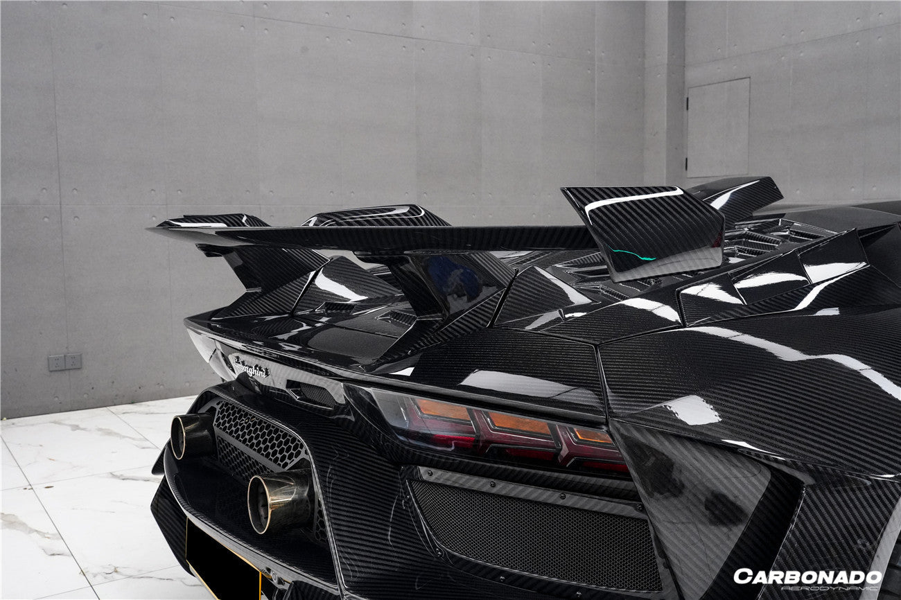 2011-2021 Lamborghini Aventador Coupe CA Style Carbon Fiber Engine Hood And Wing  | Fits LP700, LP720, LP750, LP740