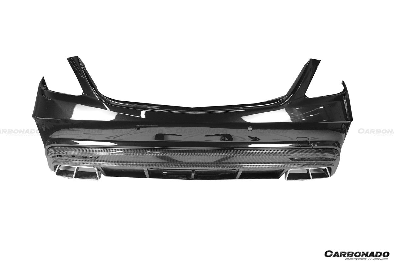 2017-2020 Mercedes Benz S63 W222 Sedan MSY Style Rear Bumper w/ Exhaust Tips - Carbonado