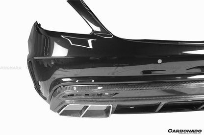 2017-2020 Mercedes Benz S63 W222 Sedan MSY Style Rear Bumper w/ Exhaust Tips - Carbonado