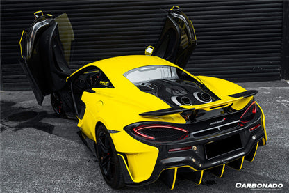2015-2020 McLaren 600LT-Style Part Carbon Fiber Rear Bumper with Diffuser and Trunk Spoiler and Engine Trunk and Exhaust | Fits 540C, 570S, 570GT