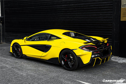 2015-2020 McLaren 600LT-Style Part Carbon Fiber Rear Bumper with Diffuser and Trunk Spoiler and Engine Trunk and Exhaust | Fits 540C, 570S, 570GT