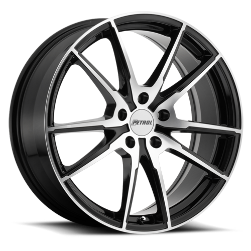 Petrol Wheels P0A GBM 17x8 +40 5x114.3mm 76.1mm Gloss Black Machined Cut Face