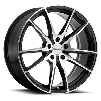 Petrol Wheels P0A GBM 17x8 +40 5x114.3mm 76.1mm Gloss Black Machined Cut Face