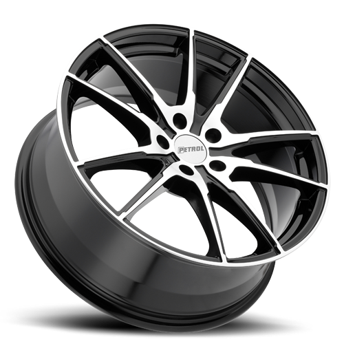 Petrol Wheels P0A GBM 17x8 +40 5x114.3mm 76.1mm Gloss Black Machined Cut Face