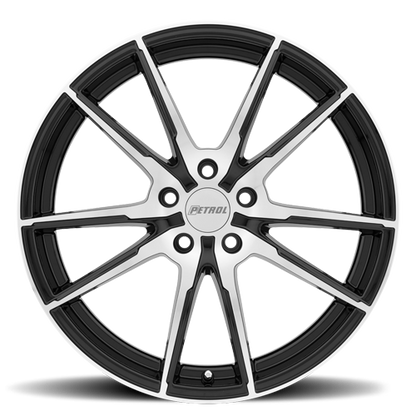 Petrol Wheels P0A GBM 17x8 +40 5x114.3mm 76.1mm Gloss Black Machined Cut Face