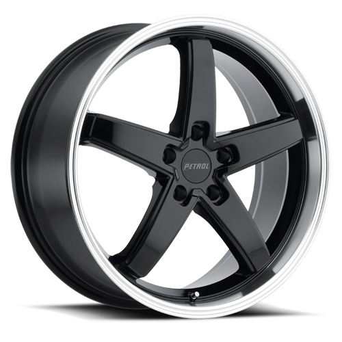 Petrol Wheels P1B GBM 20x8.5 +35 5x120mm 76.1mm Gloss Black Machined Cut Lip