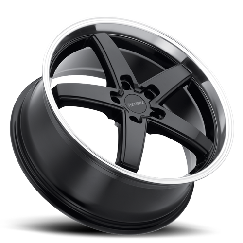 Petrol Wheels P1B GBM 17x8 +32 5x112mm 72.1mm Gloss Black Machined Cut Lip
