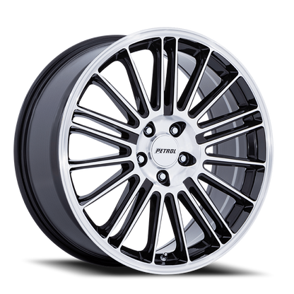 Petrol Wheels P1D GBM 18x8 +35 5x120mm 74.1mm Gloss Black Machined Face