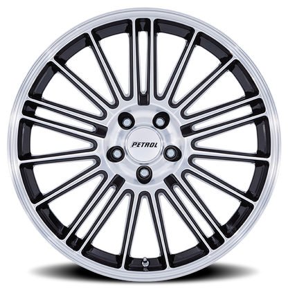 Petrol Wheels P1D GBM 18x8 +35 5x120mm 74.1mm Gloss Black Machined Face
