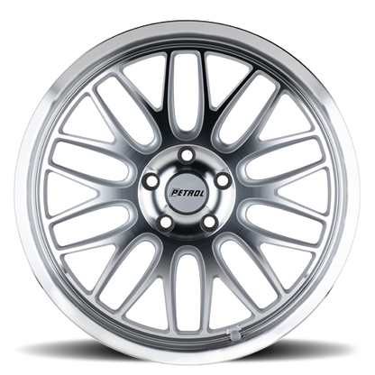Petrol Wheels P4C SL 17x8 +40 5x110mm 72.1mm Silver Machined Face-Machined Lip