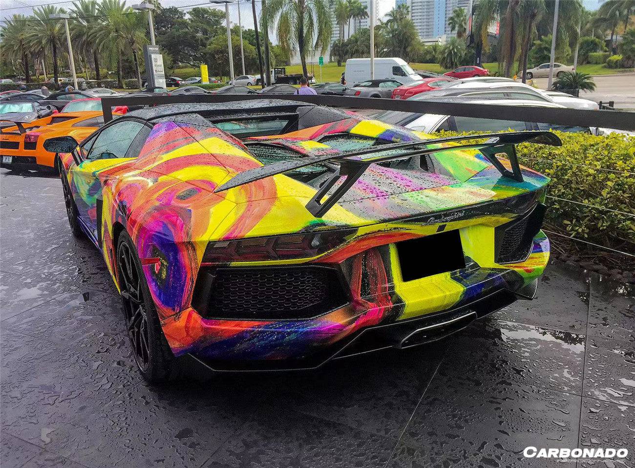 2011-2021 Lamborghini Aventador LP700 Coupe/Roadster OTC Style Trunk Spoiler Wing w/ Base - Carbonado Aero