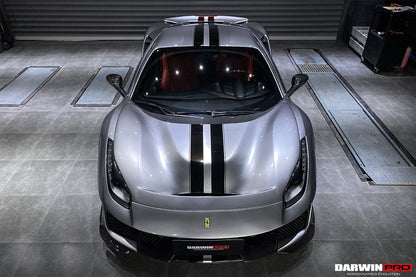 2015-2020 Ferrari 488 GTB/Spyder Pista Style Front Bumper Set W/Hood - DarwinPRO Aerodynamics