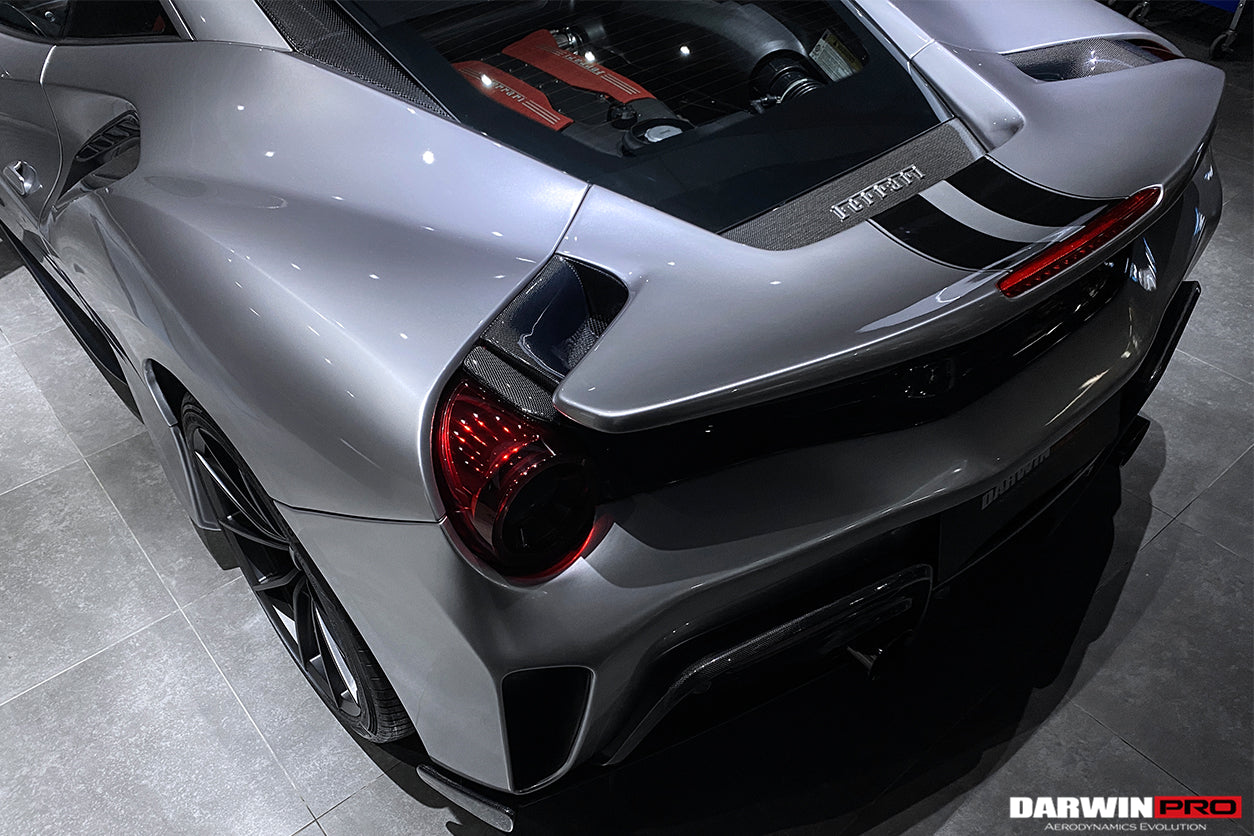 2015-2020 Ferrari 488 GTB Pista Style Rear Bumper & Wing - DarwinPRO Aerodynamics